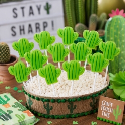 Cactus Apple Flavour Wrapped Lollipops - 12Pk